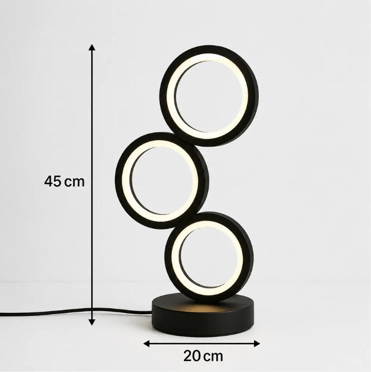 Modern 3 Ring LED Table Lamp for Bedroom, Living Room & Office Desk