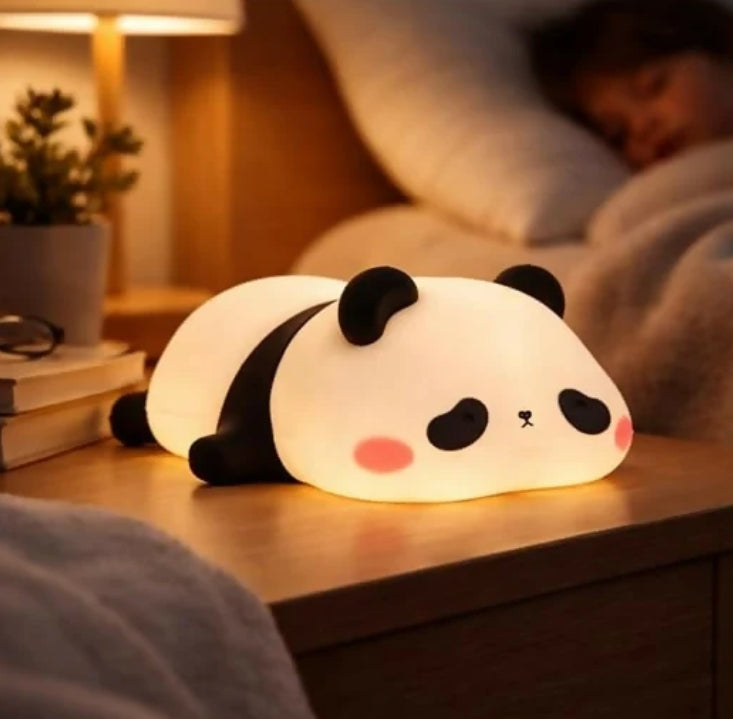 Cute Panda Silicone LED Night Lamp, USB Rechargeable Touch Bedside Light