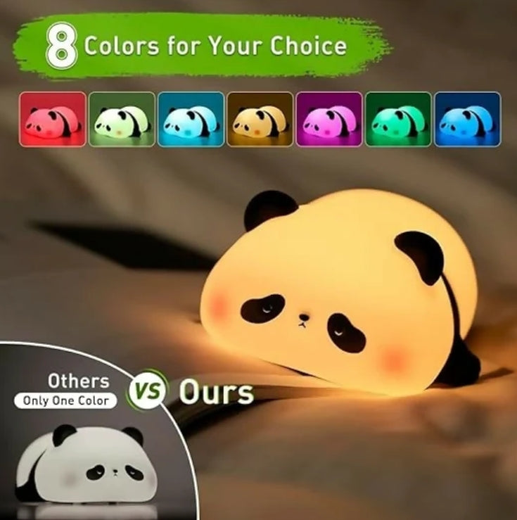 Cute Panda Silicone LED Night Lamp, USB Rechargeable Touch Bedside Light