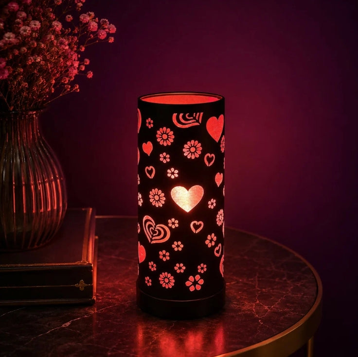 Heart Pattern LED Table Lamp – Romantic Decor with Soft Glow
