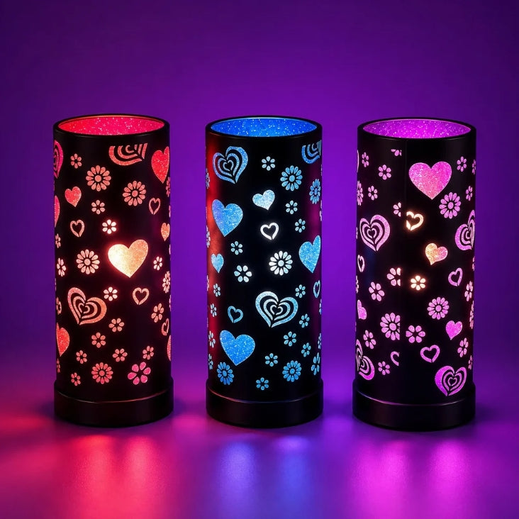 Heart Pattern LED Table Lamp – Romantic Decor with Soft Glow