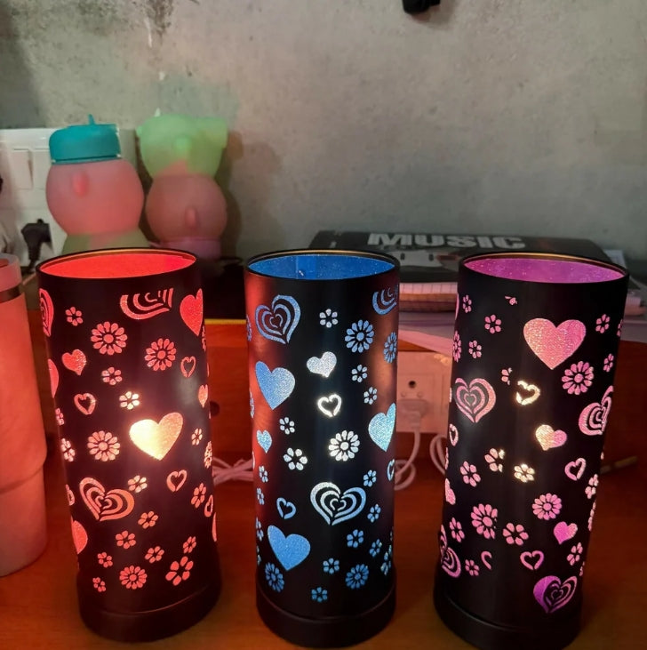 Heart Pattern LED Table Lamp – Romantic Decor with Soft Glow