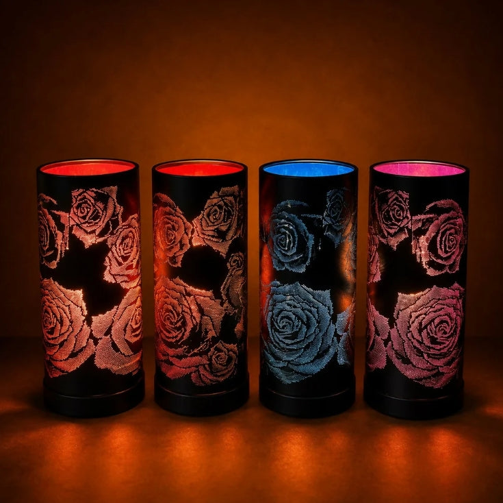 Rose Pattern LED Table Lamp – Elegant Home Décor & Ambient Lighting