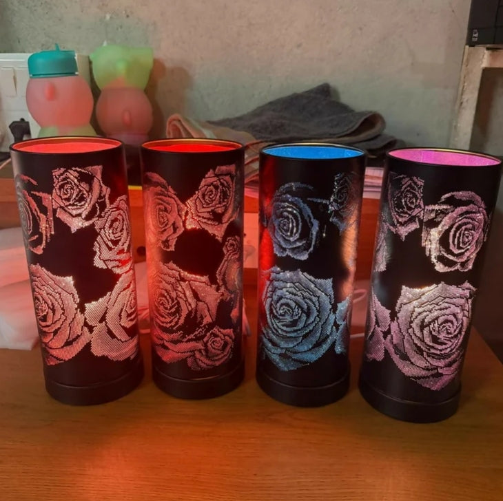 Rose Pattern LED Table Lamp – Elegant Home Décor & Ambient Lighting