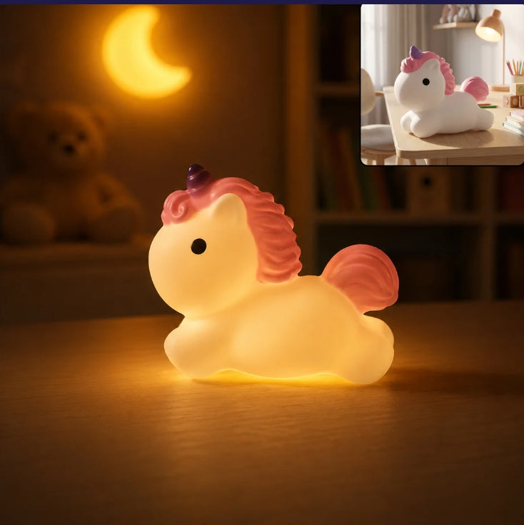 Unicorn LED Night Light, Cute Silicone Bedside Lamp for Kids (1 Pc)
