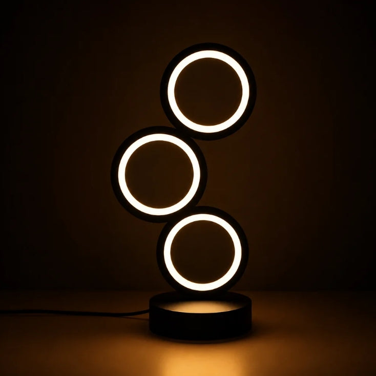 Modern 3 Ring LED Table Lamp for Bedroom, Living Room & Office Desk