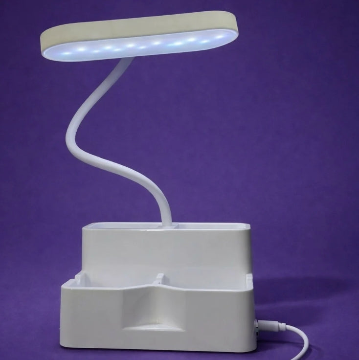 LED Study Desk Lamp – Adjustable Arm with Pen Stand Organizer