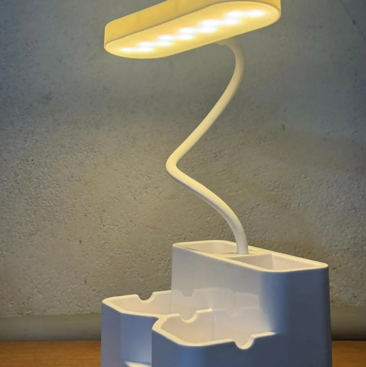 LED Study Desk Lamp – Adjustable Arm with Pen Stand Organizer