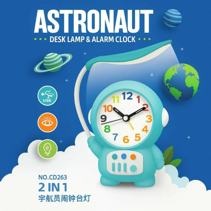 Astronaut Desk Lamp – USB Powered Kids Study Light & Alarm Clock