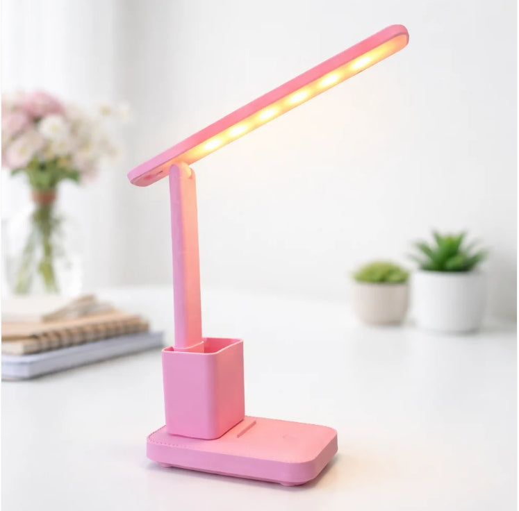LED Desk Lamp – Rechargeable Foldable Study Table Light with Pen Stand
